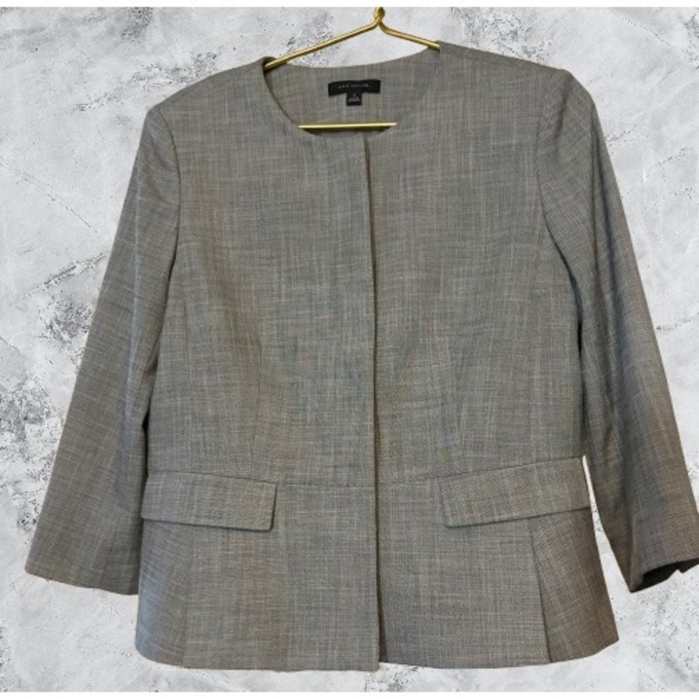 Ann Taylor Gray Open-Front Blazer
